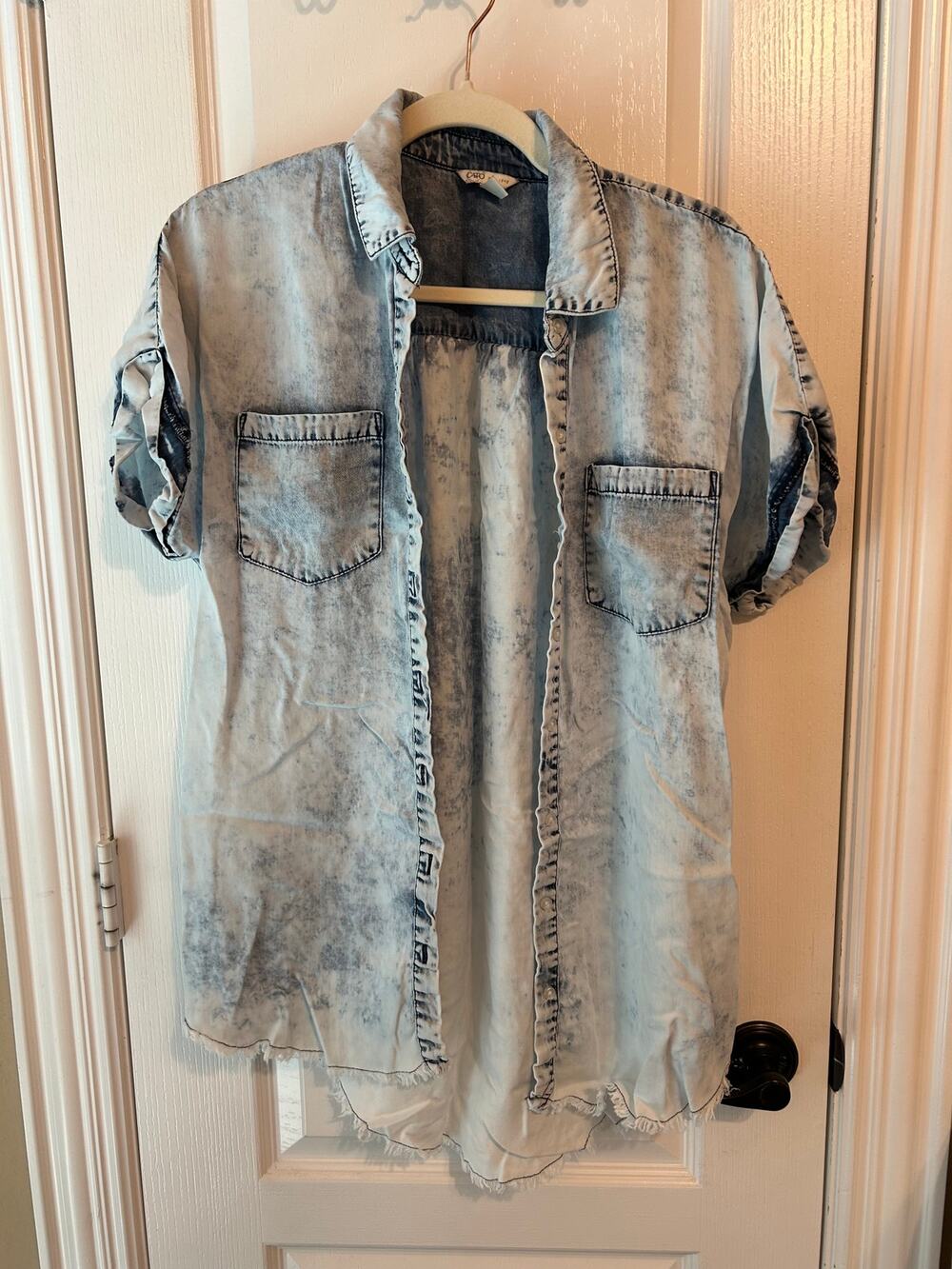 Cato Acid Wash Short Sleeve Small Button-Down